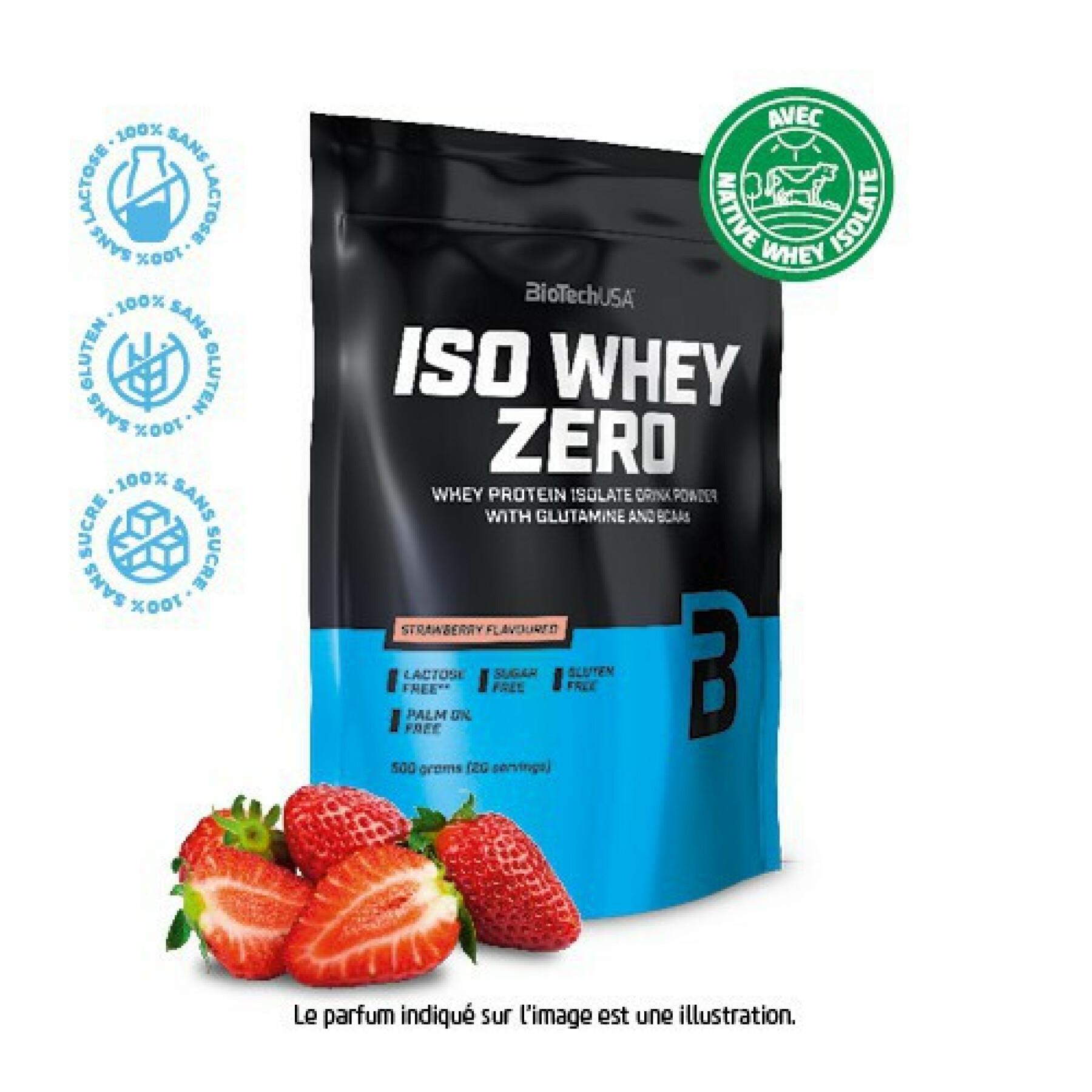 Confezione da 10 sacchetti di proteine Biotech USA iso whey zero lactose free - Fraise - 500g