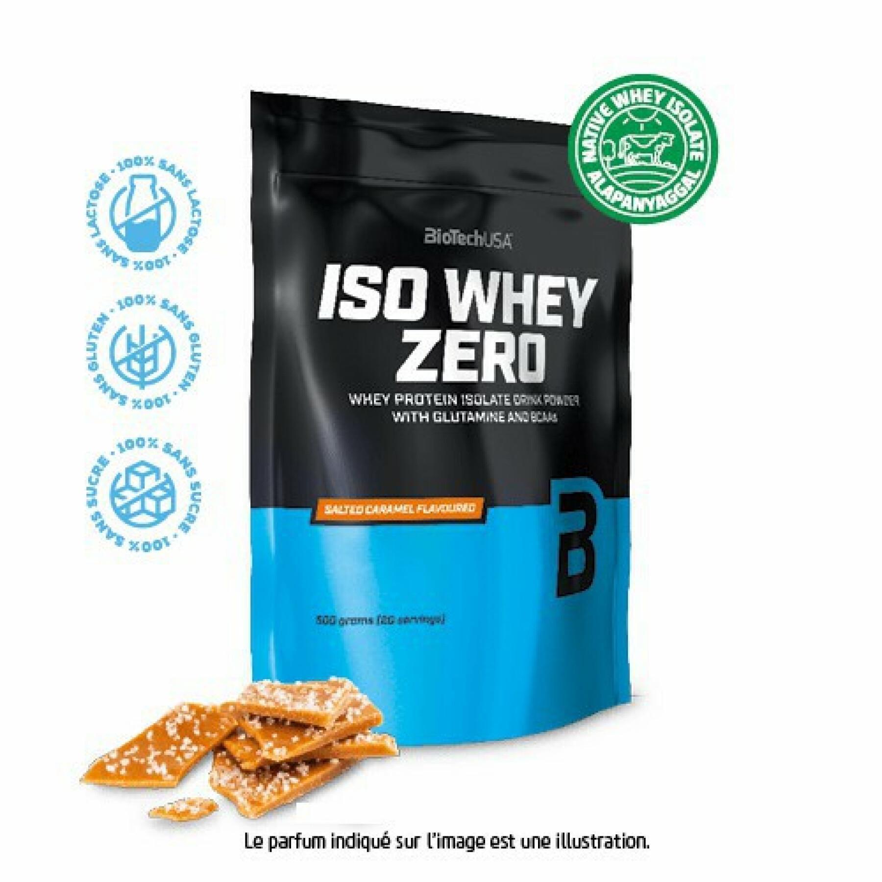Confezione da 10 sacchetti di proteine Biotech USA iso whey zero lactose free - Caramello salato - 500g