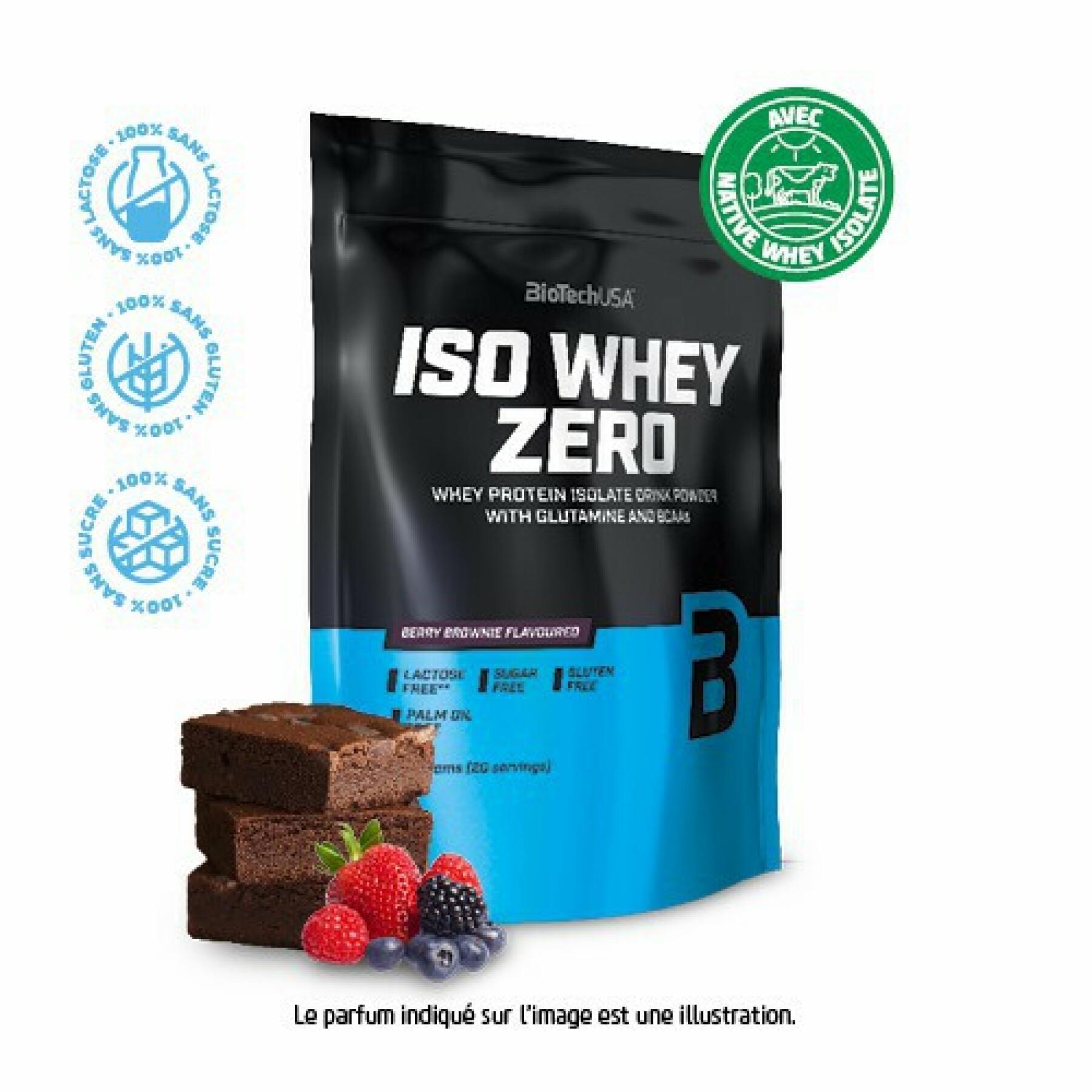 Confezione da 10 sacchetti di proteine Biotech USA iso whey zero lactose free - Brownie ai frutti rossi - 500g