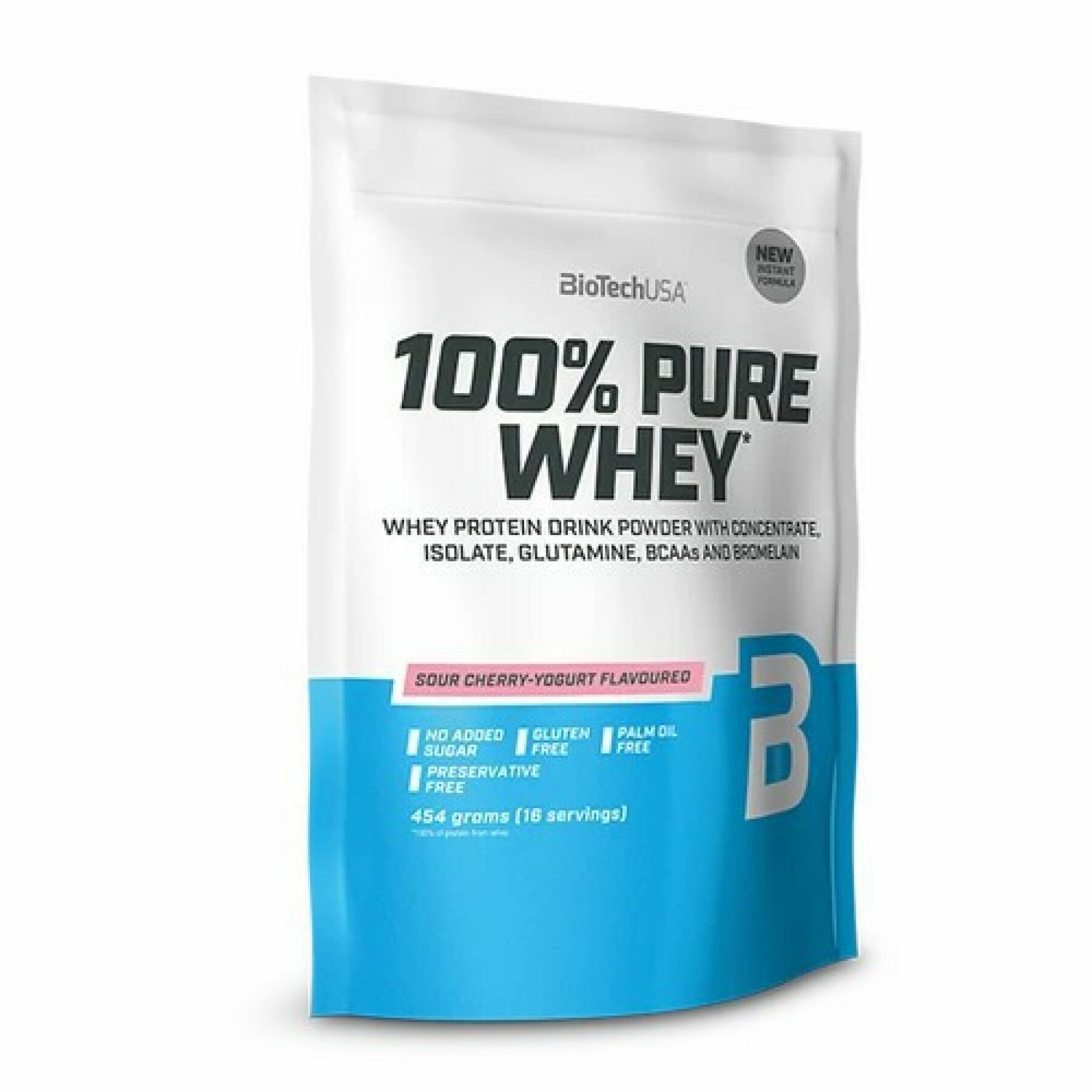 Confezione da 10 buste di proteine del siero di latte pure al 100% Biotech USA - Cerise yaourt - 454g