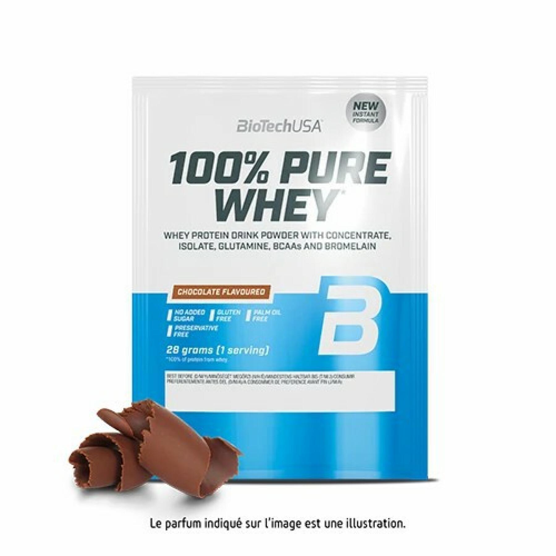 50 pacchetti di proteine del siero di latte pure al 100% Biotech USA - Chocolate - 28g