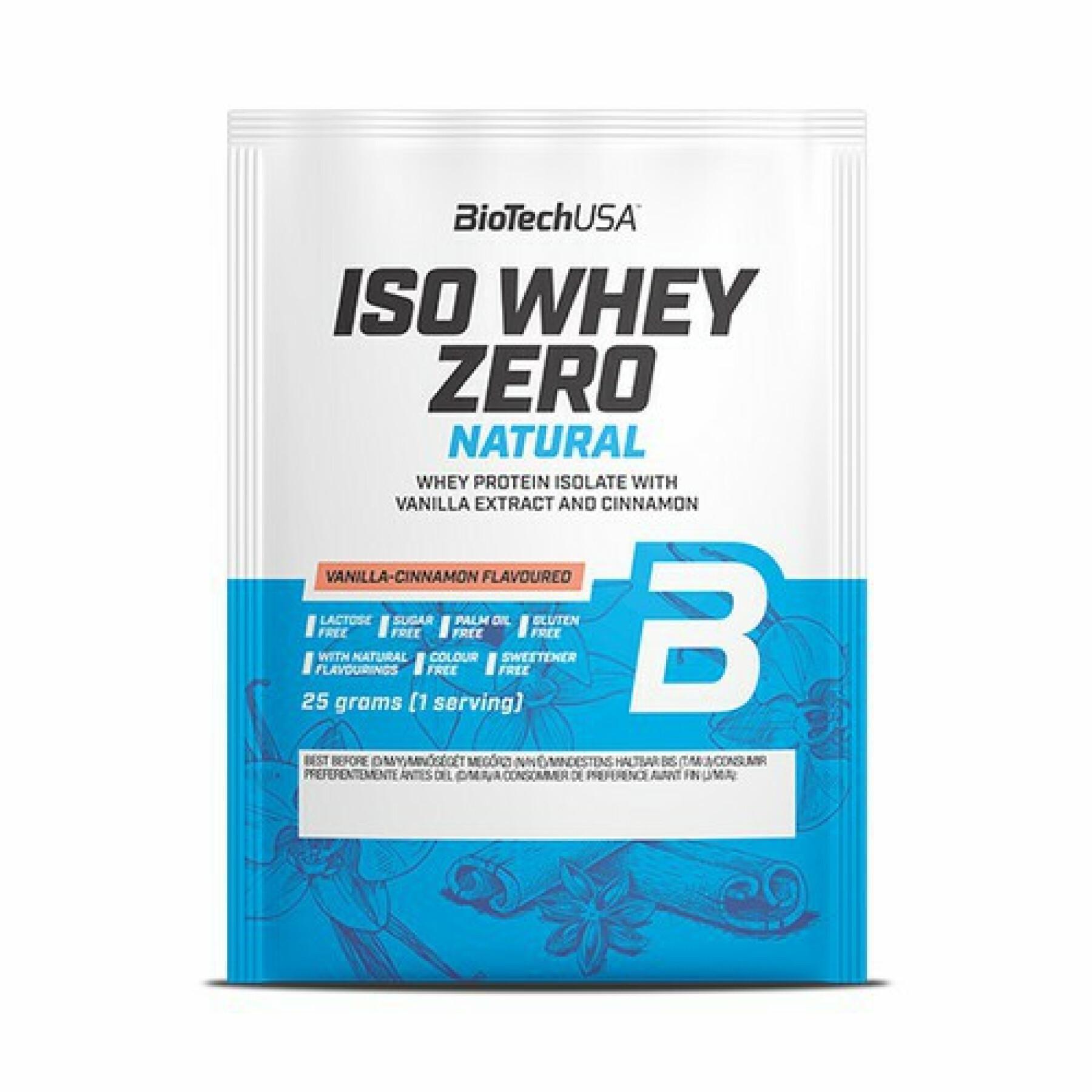50 pacchetti di proteine senza lattosio Biotech USA iso whey zero - Vaniglia -cannella - 25g