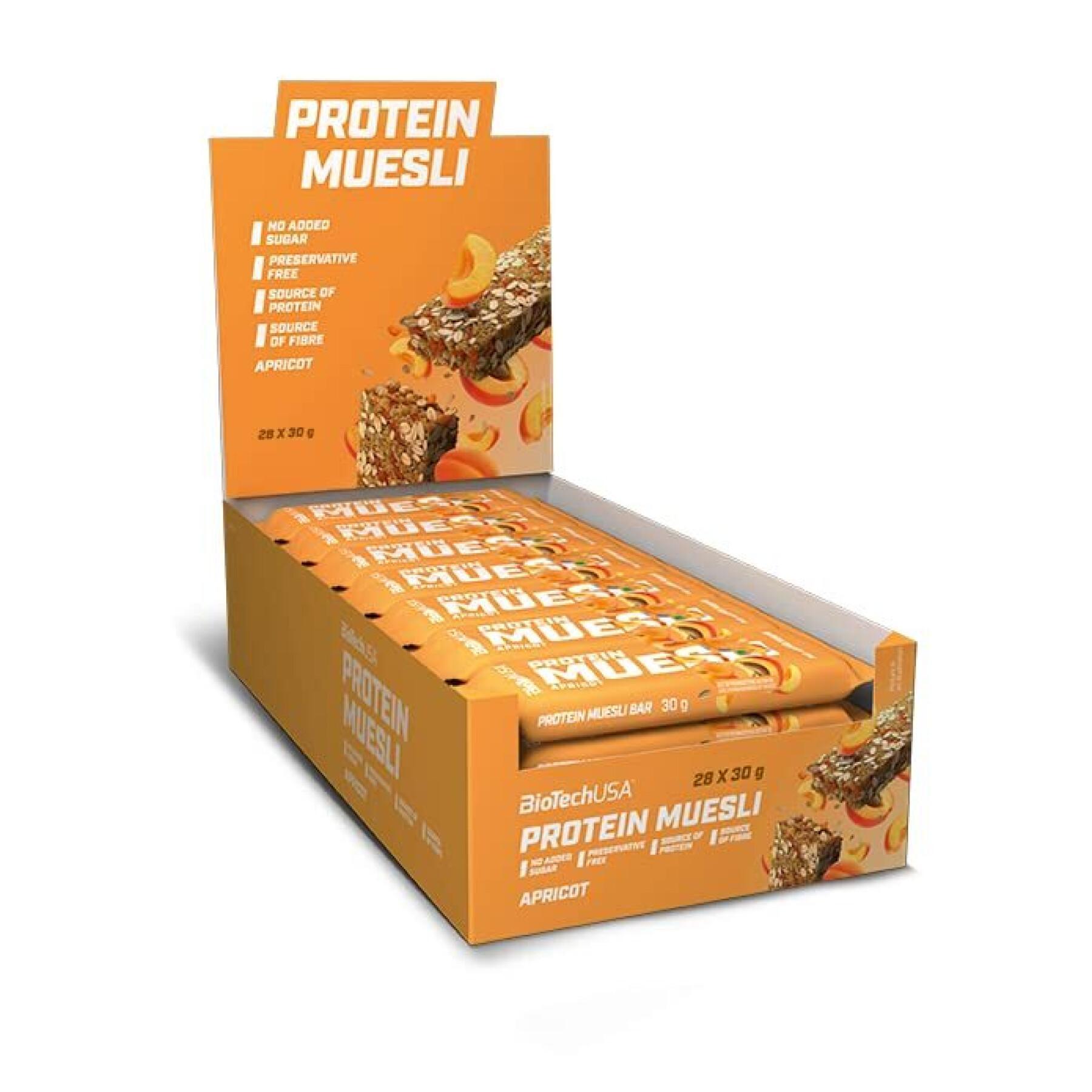 Confezione da 28 scatole di snack proteici Biotech USA muesli - Abricot
