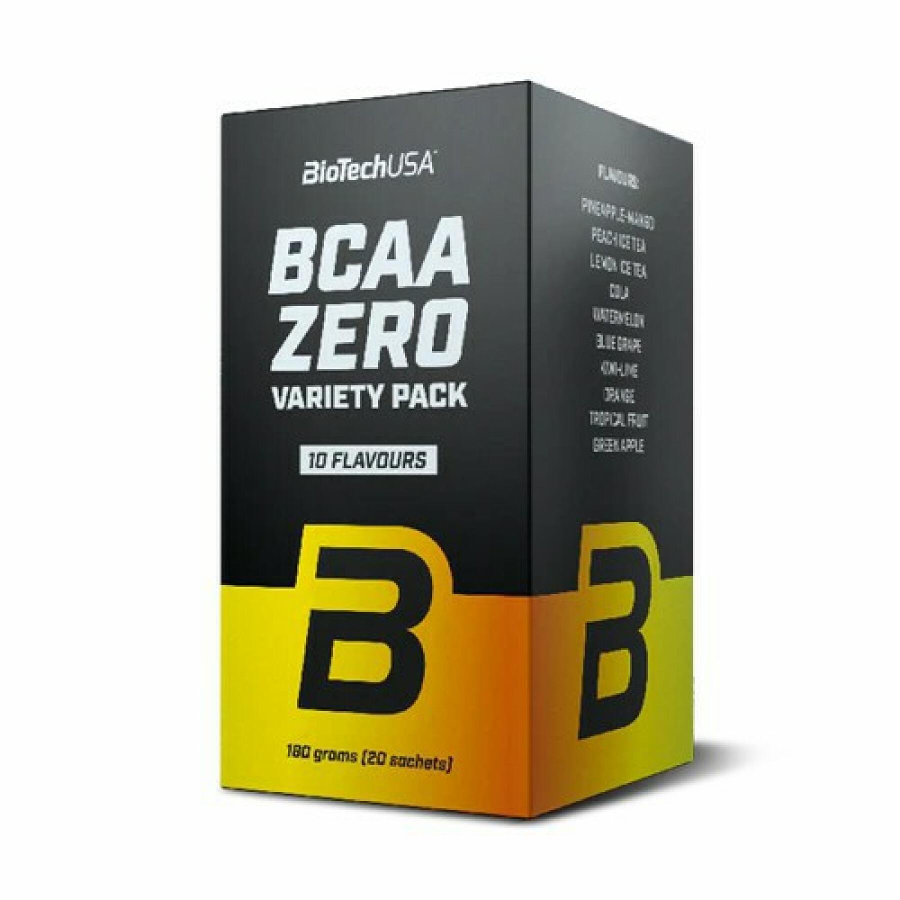 Confezione da 15 scatole di aminoacidi Biotech USA bcaa zero variety pack - Mix de saveurs - 9g